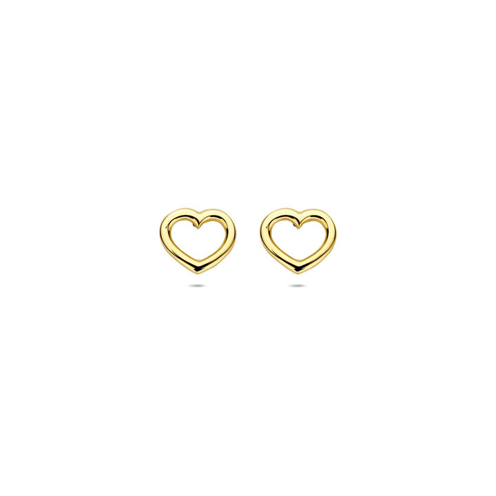 Gouden oorknoppen met open hart – 14k