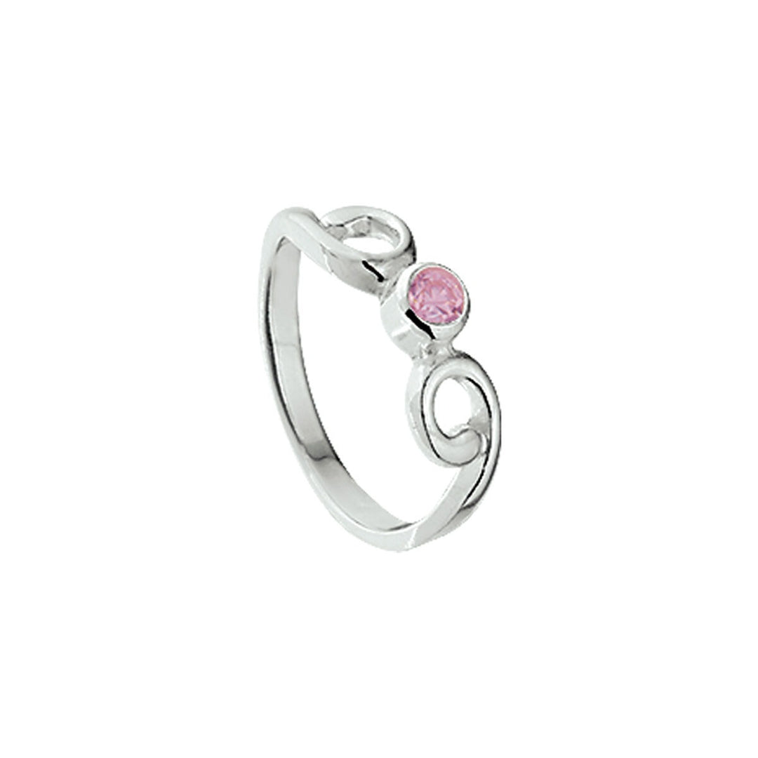 Zilveren Ring met Roze Zirkonia Gerhodineerd
