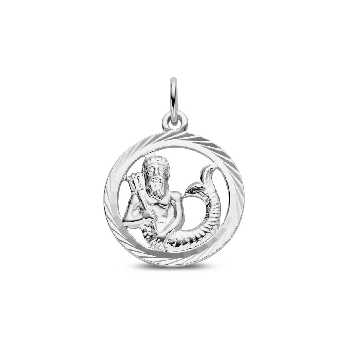 Gerhodinowany wisiorek ze srebra 925 z motywem znaku zodiaku, okrągły z plecioną krawędzią.
