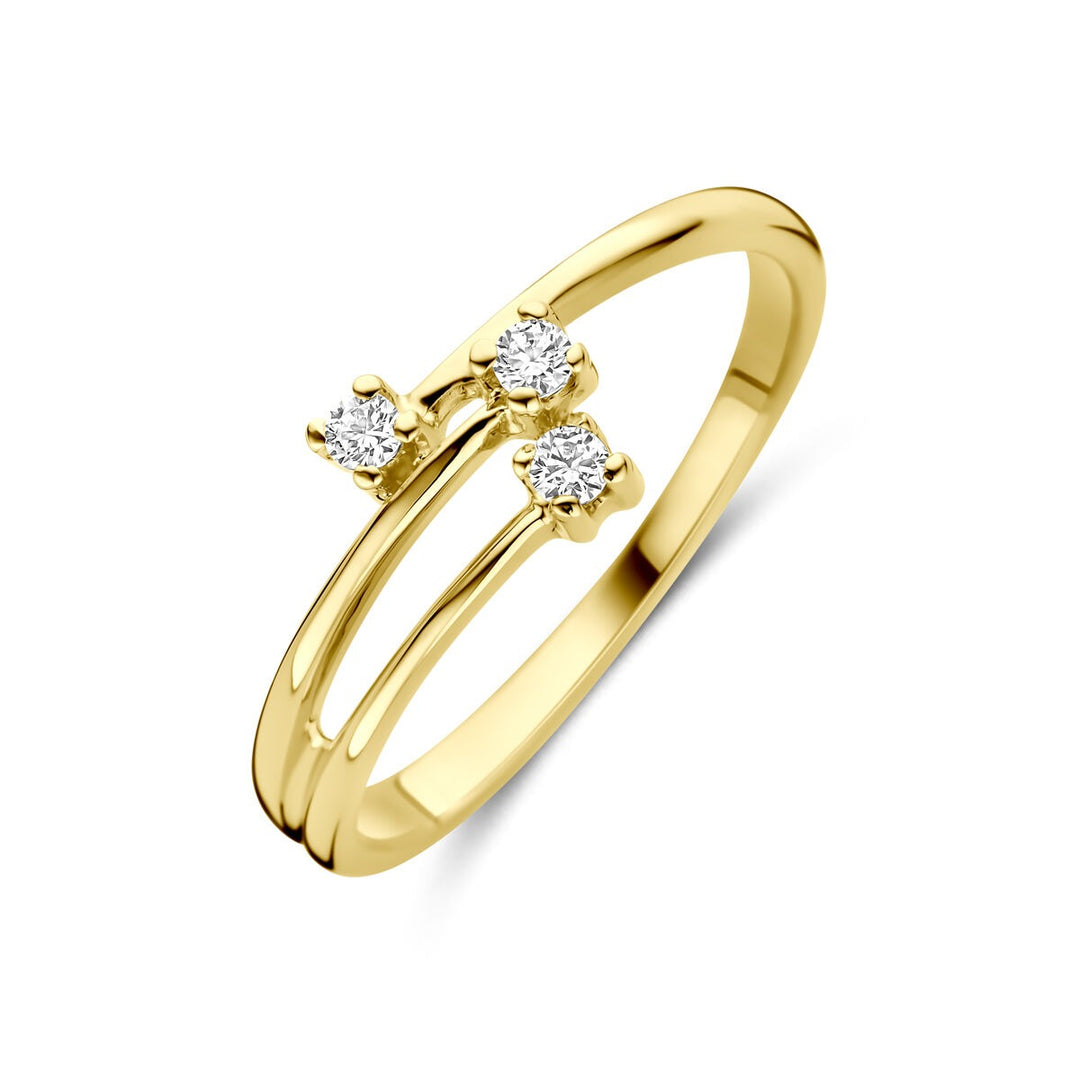 Gouden damesring met zirkonia – 14k geelgoud