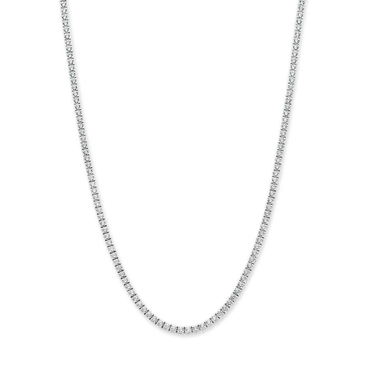 Naszyjnik z białego złota 14k z lab-grown diamentami o łącznej wadze 5,00 ct, delikatny i błyszczący.