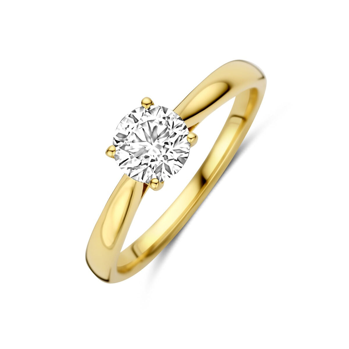 Pierścionek z 14-karatowego żółtego złota z lab-grown diamentem o wadze 0,75 ct.
