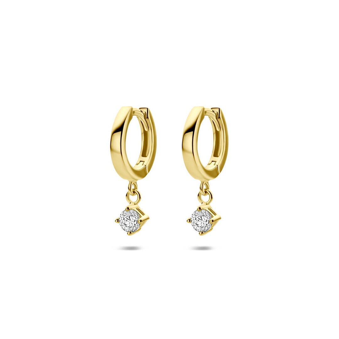 14k Geelgouden oorringen met zirkonia