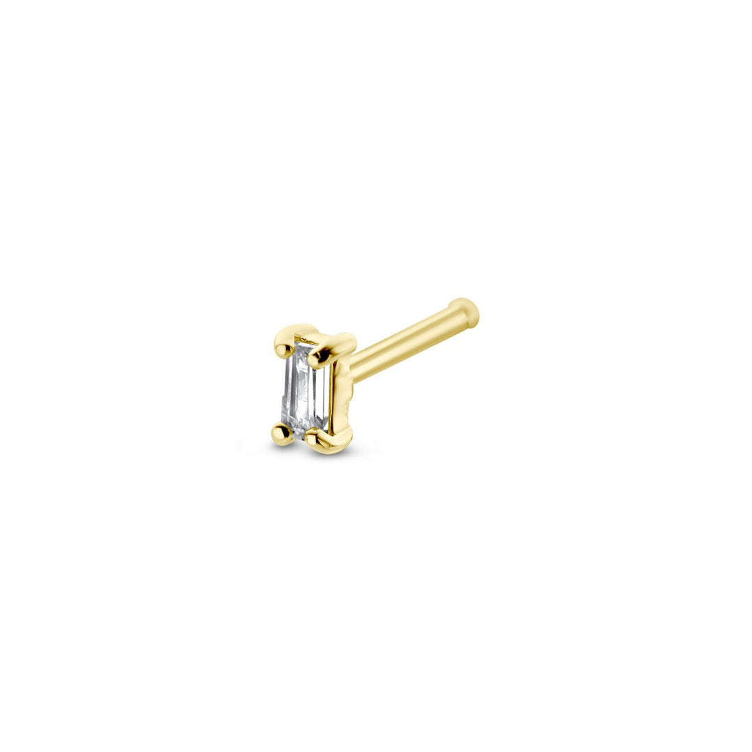 14k Geelgouden neusknopje met baguette zirkonia