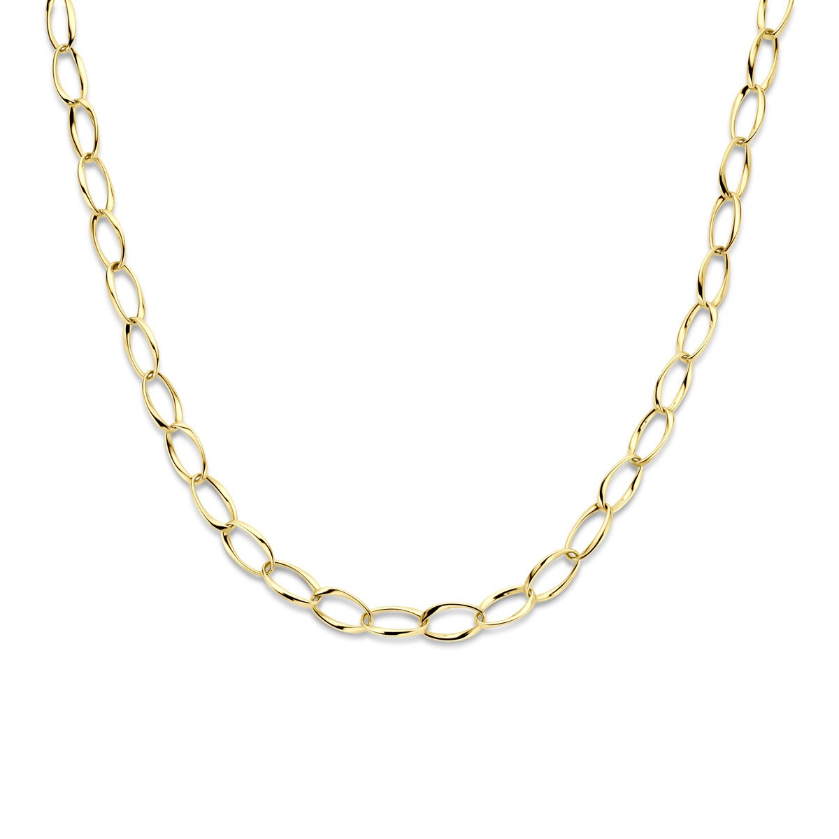 Gouden collier van 14k met schakels van 10,5 mm in een ovale vorm.