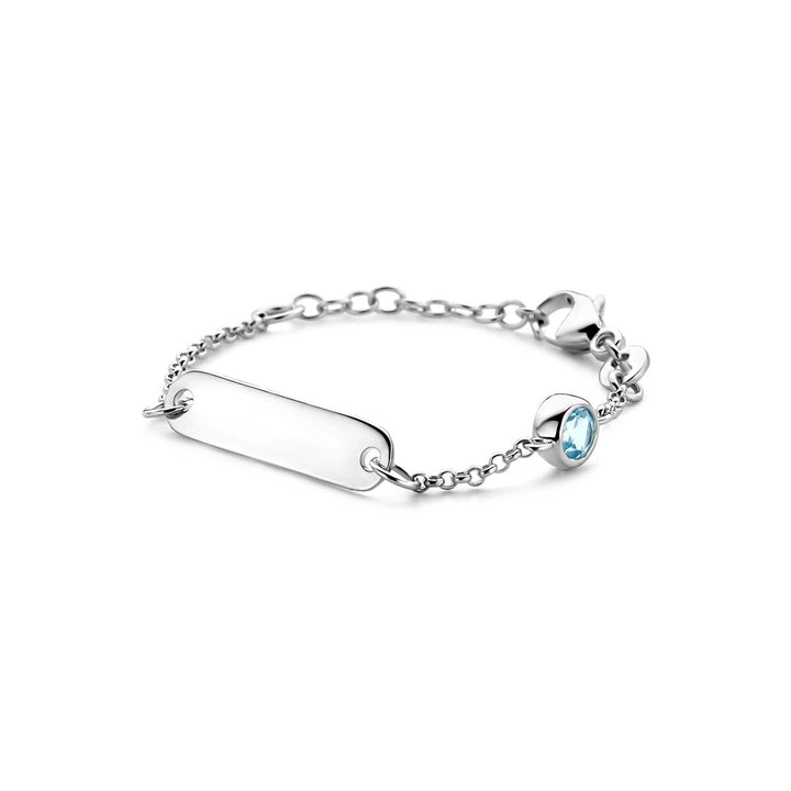 Gerhodineerde 925 zilveren kinder graveerarmband met topaas