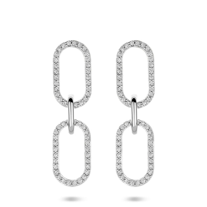 Zilveren oorhangers met zirkonia – 33 mm