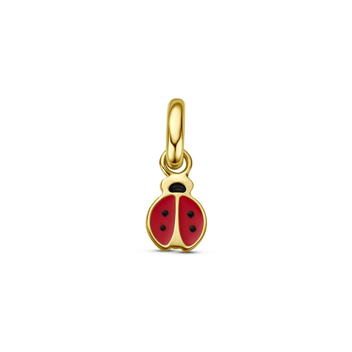 9k Geelgouden lieveheersbeestje hanger met emaille