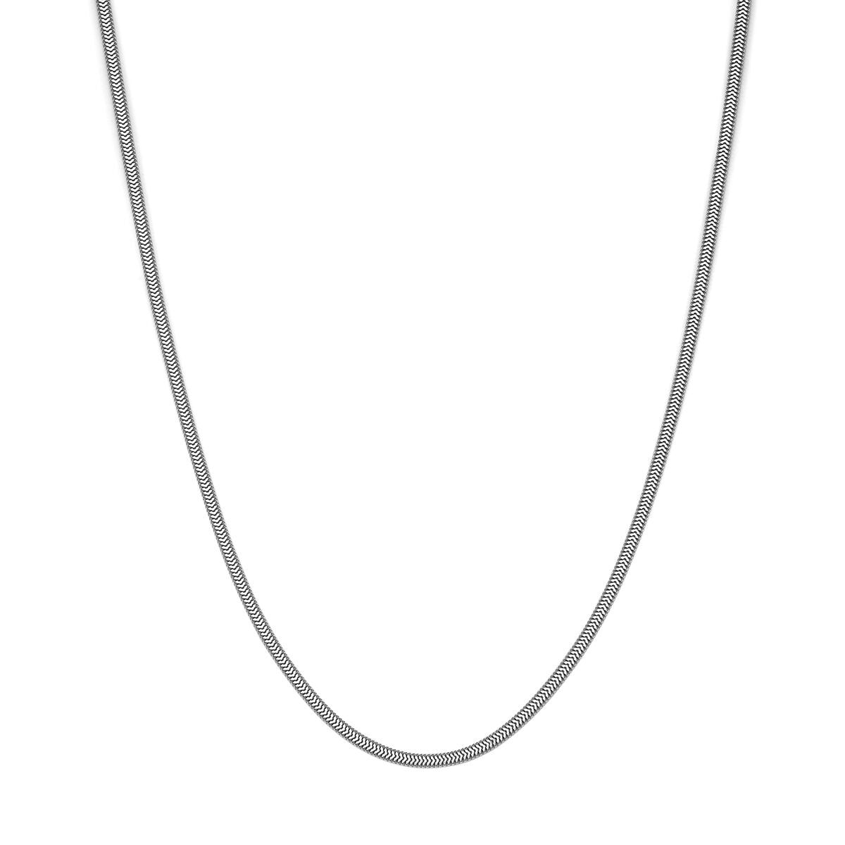 Gerhodineerd 925 zilveren slangencollier met een gladde, flexibele afwerking.