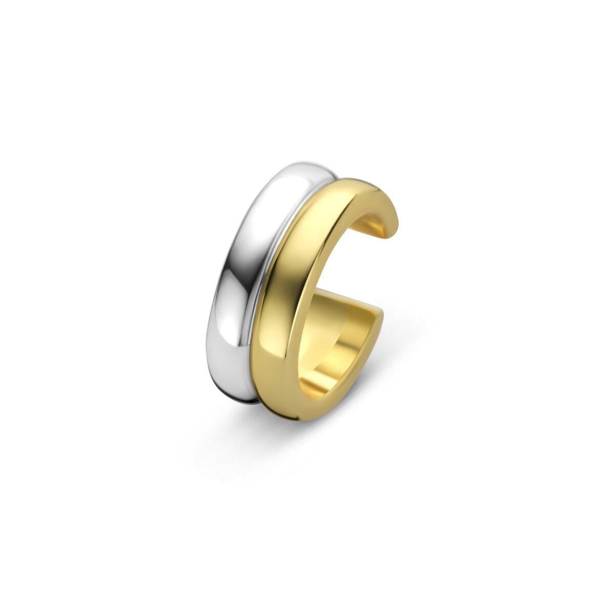 Bicolor ear cuff z 925 srebra, z połyskującą złotą i srebrną powłoką.