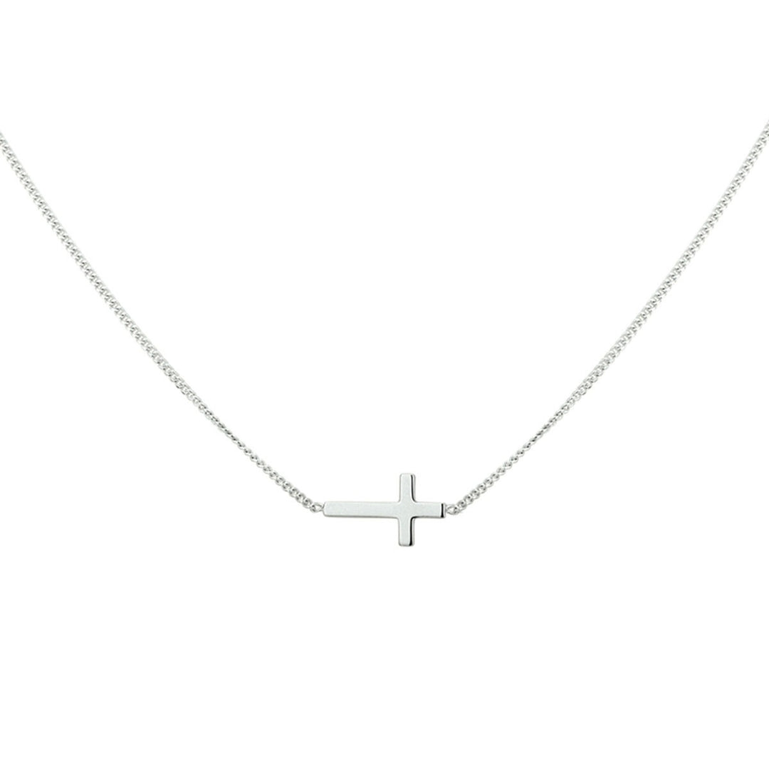 Zilveren ketting met kruisje – gerhodineerd anker collier
