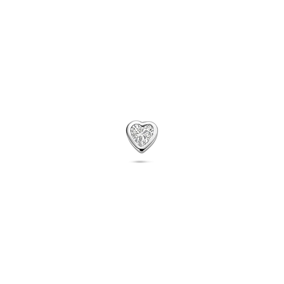 Srebrny piercing w kształcie serca z cyrkonią – rodowany 925