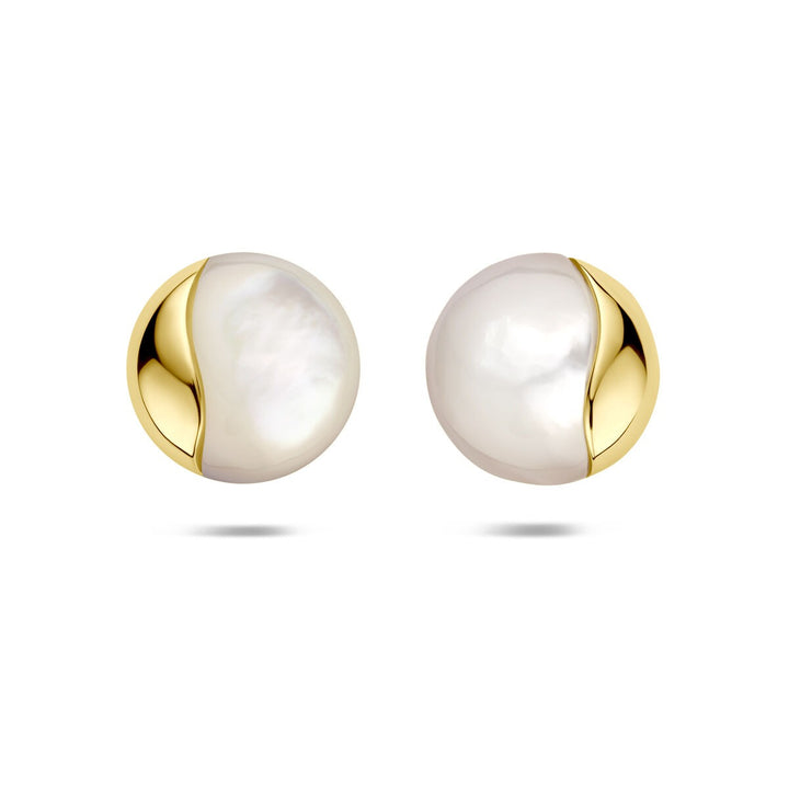 14k Geelgouden oorknoppen met parelmoer 14 mm