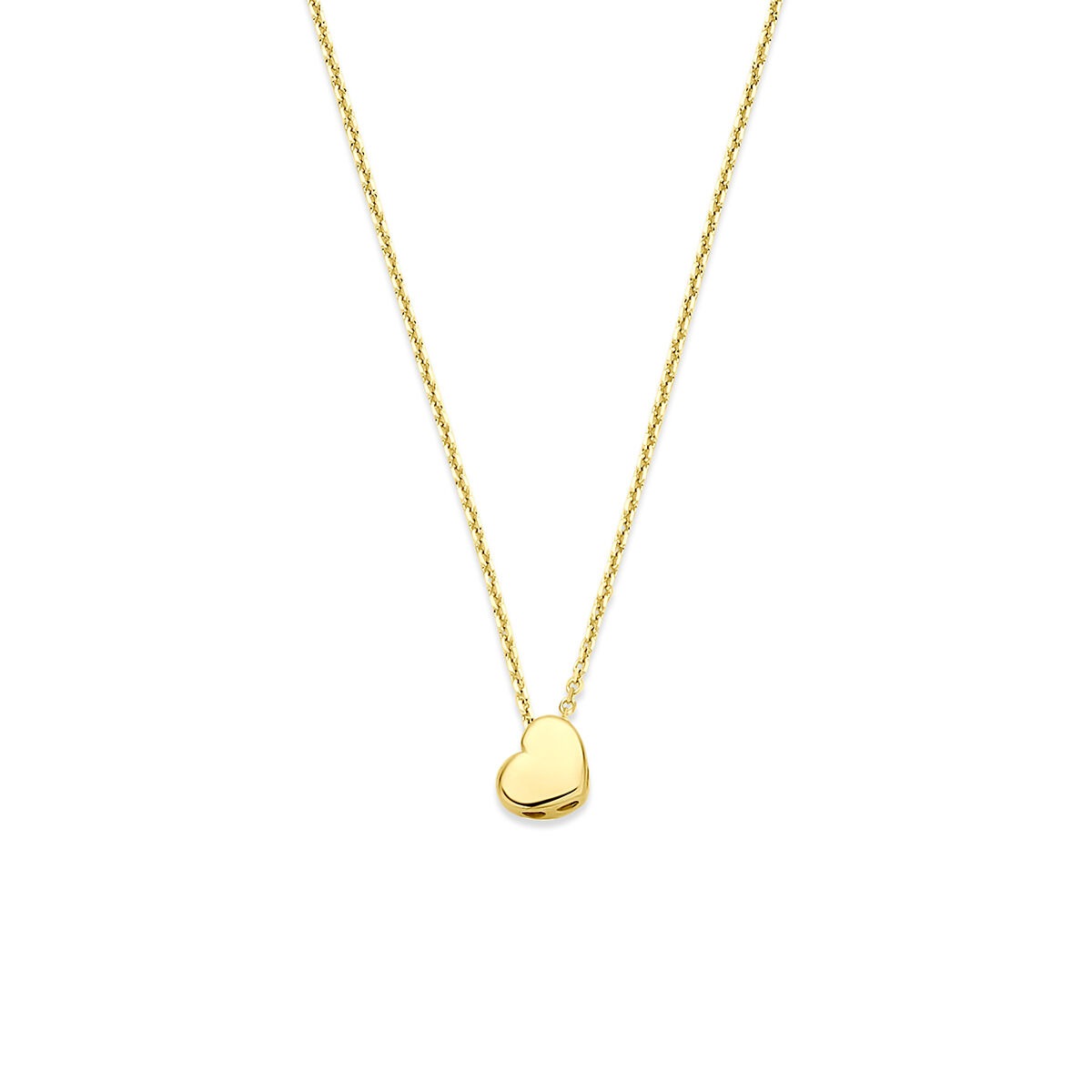 Geelgouden ketting met een hartvormige hanger.