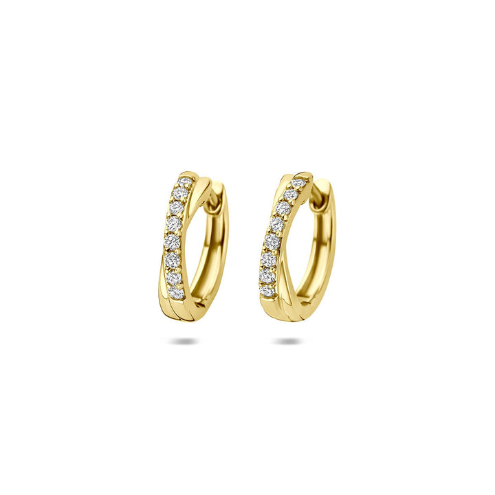 14k Geelgouden klapoorringen met lab grown diamant 0,20 ct