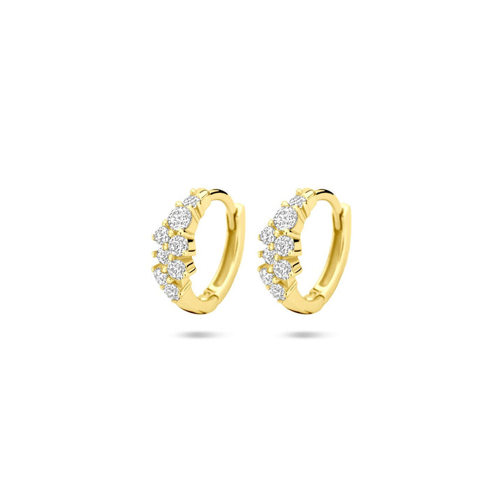 Vergulde zilveren klapoorringen met zirkonia – Ø13 mm