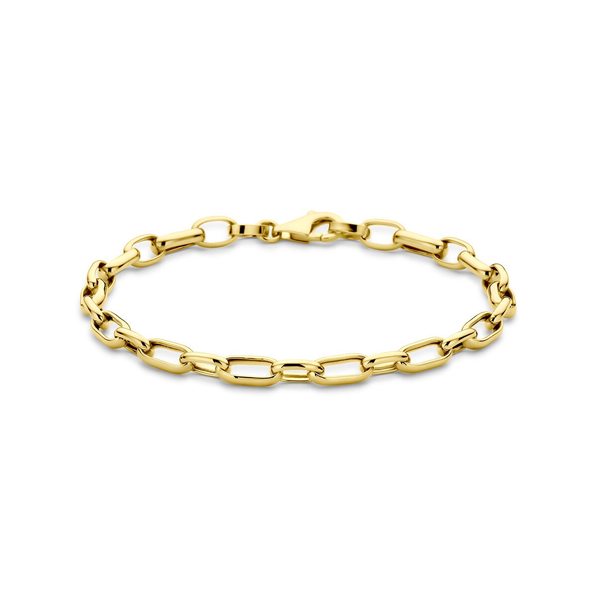 Złota bransoletka 14k z ogniwami anker o szerokości 4,8 mm dla kobiet.