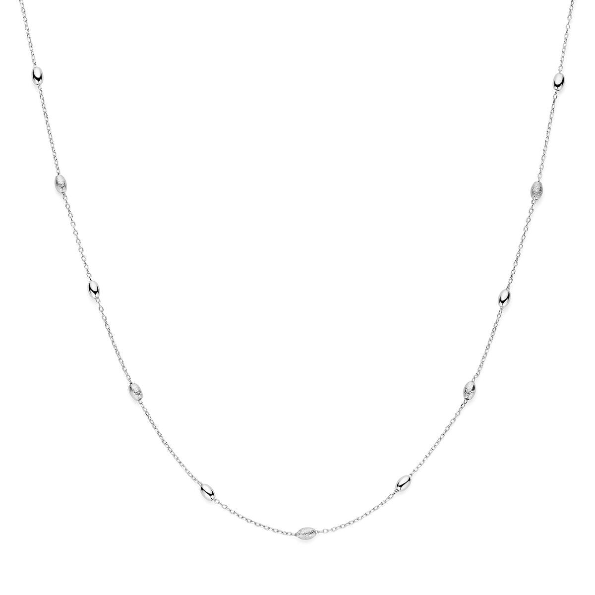 Gerhodineerd 925 zilveren collier met een fijne schakel en ronde, glanzende details.
