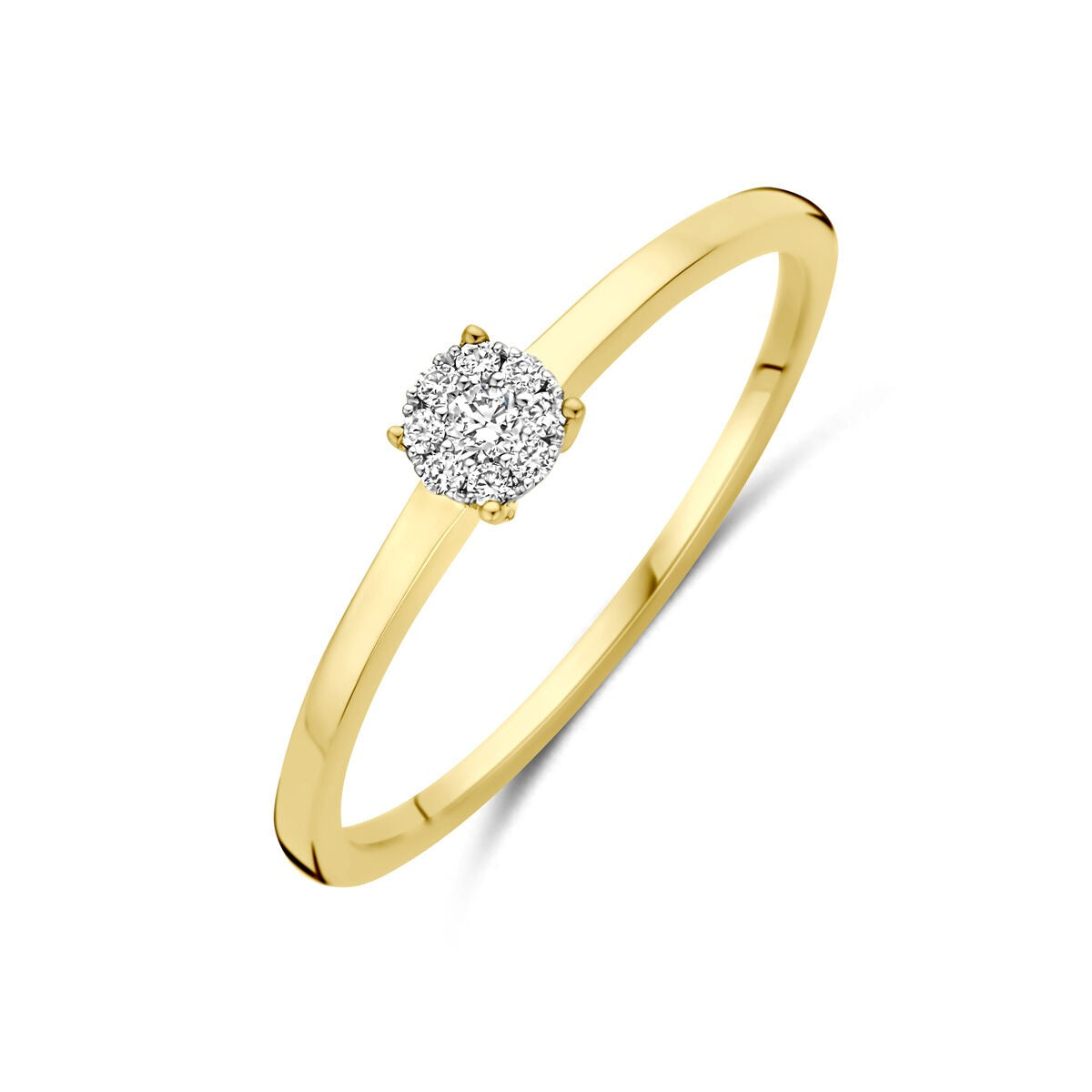 Pierścionek z bicolorowego złota 14k z diamentem 0,06 ct.