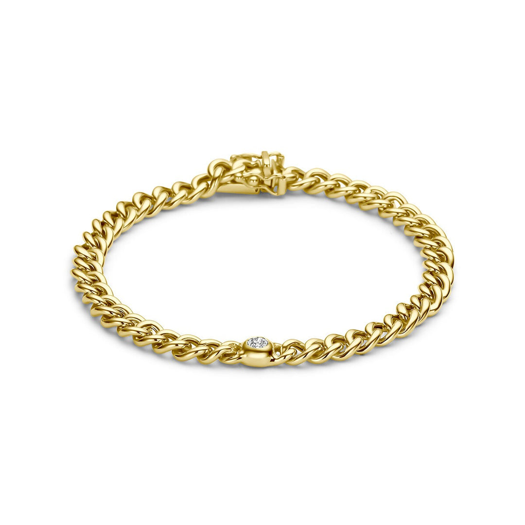 14k Geelgouden gourmet armband met diamant