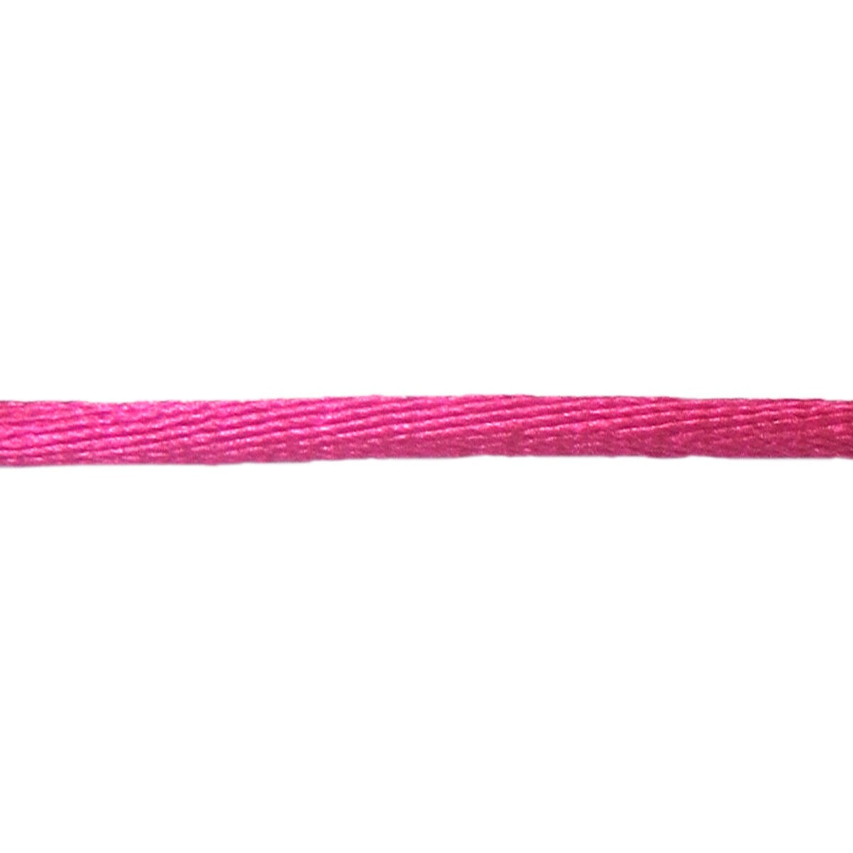 Różowy satynowy sznurek o długości 38 cm, idealny do bransoletki z węzłem.