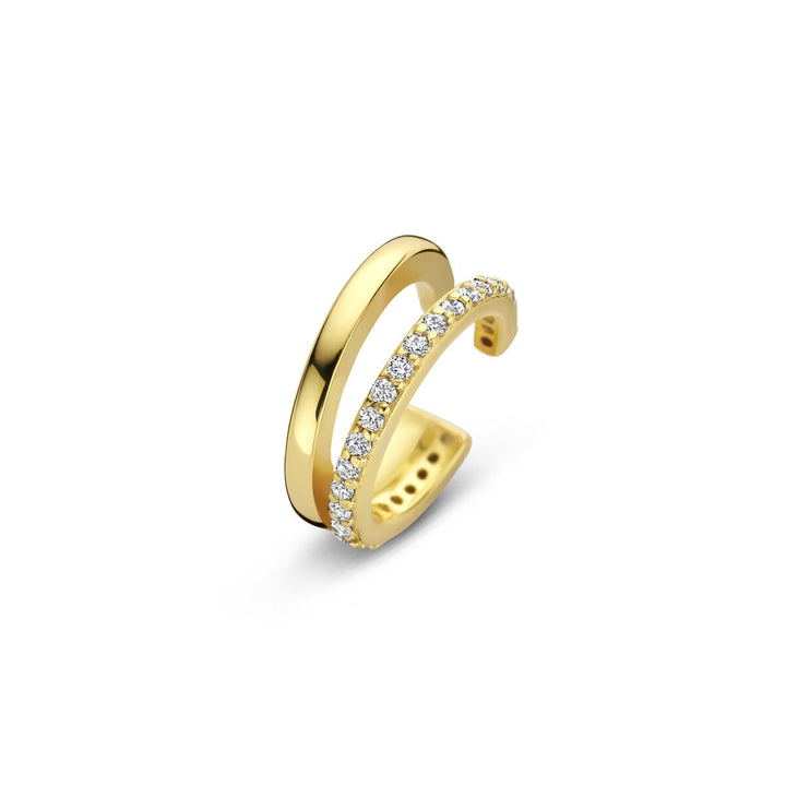 Verguld zilveren ear cuff met zirkonia in rijzetting