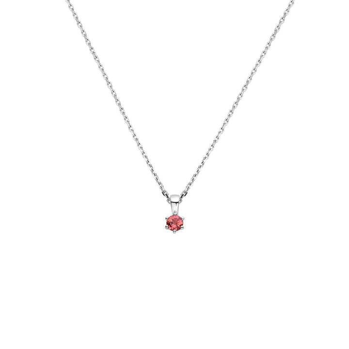 Gerhodineerd 925 zilveren collier met roze toermalijn geboortesteen