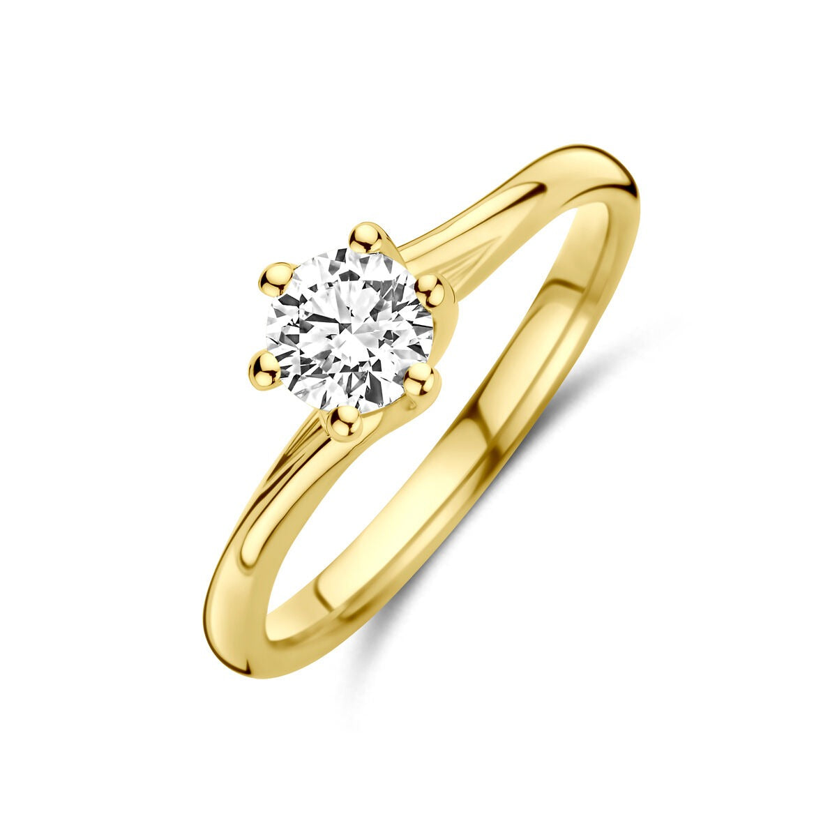 Pierścionek z 14-karatowego żółtego złota z lab-grown diamentem o wadze 0,50 ct.