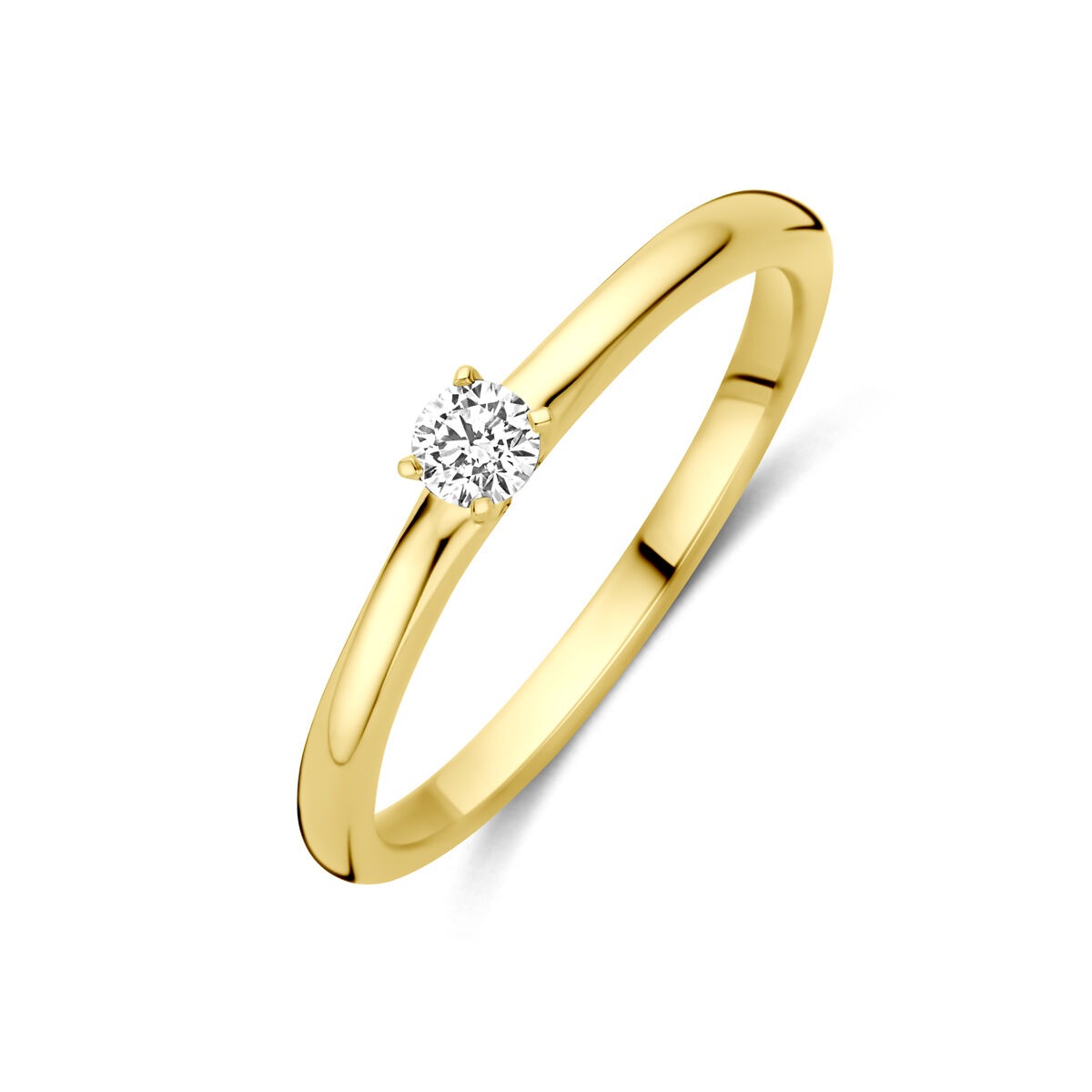 Złoty pierścionek z lab-grown diamentem o wadze 0,10 ct.