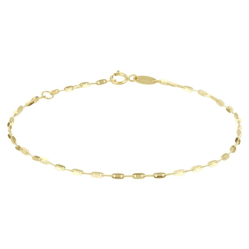 Złote 14-karatowe anklet dla kobiet z owalnymi ogniwami.