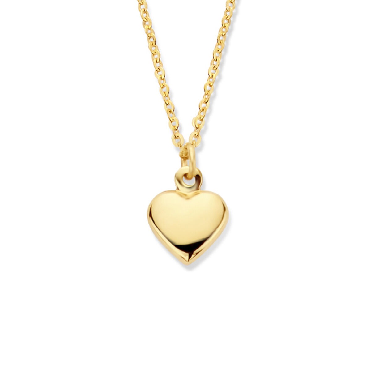 Geel gouden collier met een hartvormige hanger.