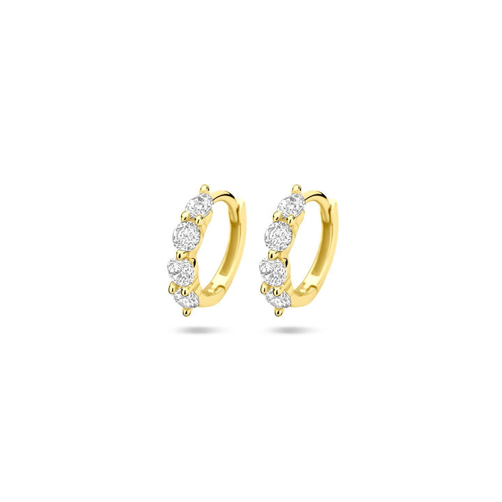 Vergulde zilveren klapoorringen met zirkonia – Ø12.5 mm