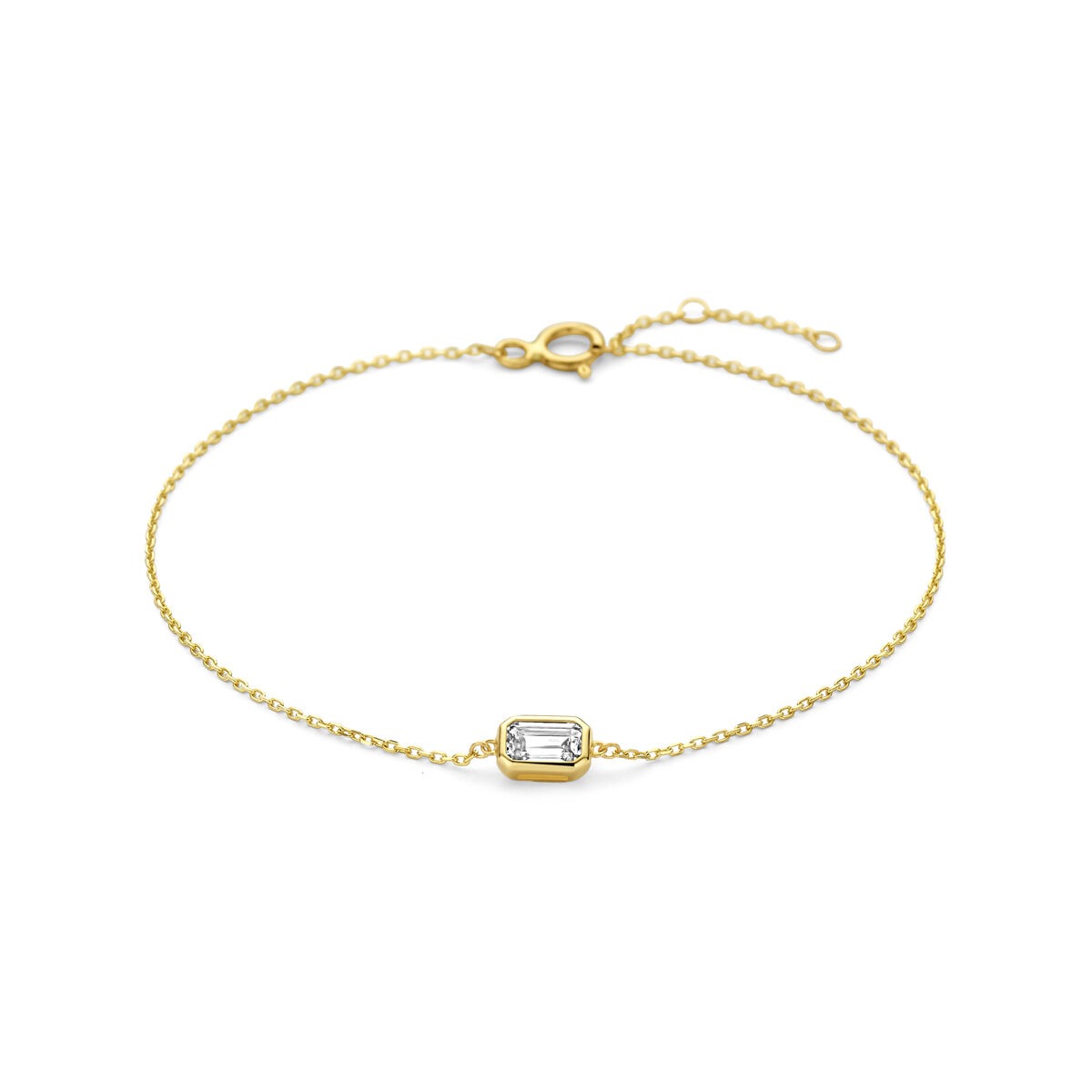 Złota bransoletka z emaliowanym zirkonem w kształcie emerald.
