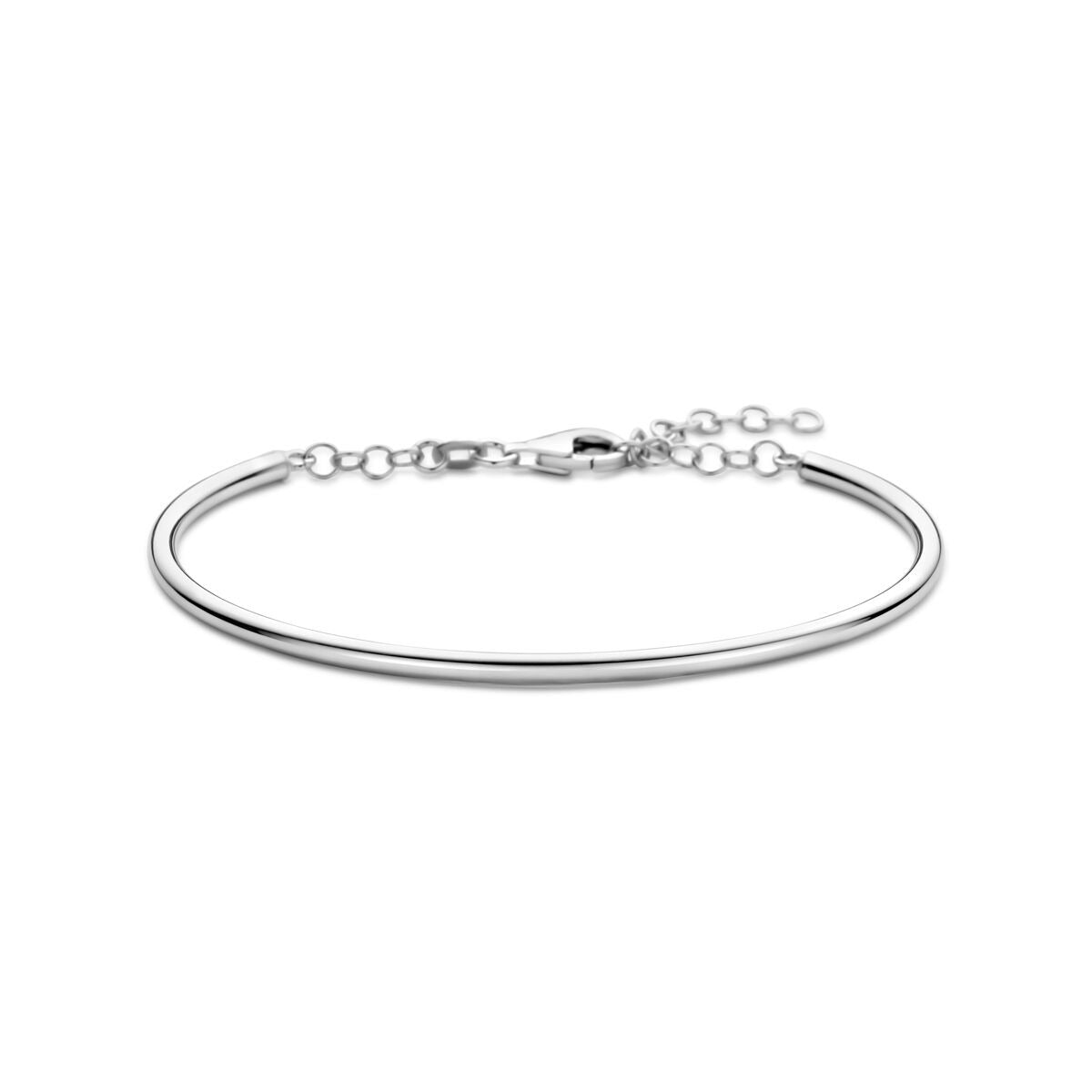 Bransoletka damska z rodowanego srebra 925 o delikatnym ogniwie, rozmiar 65 x 3,3 mm.