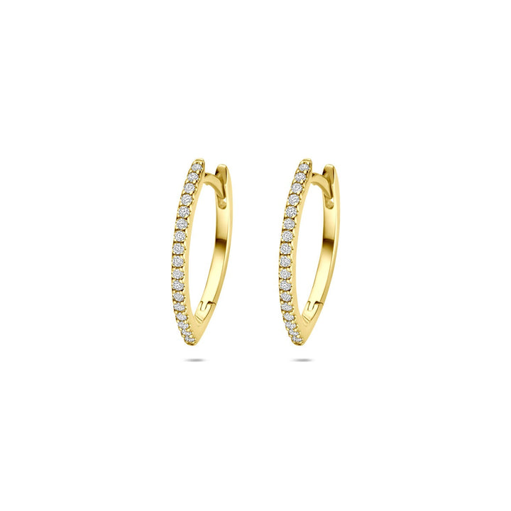 14k geelgouden klapoorringen met diamant – 0.15ct (2x 0.075ct) h si 16,5 mm