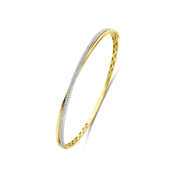 14k Bicolor gouden bangle met diamant