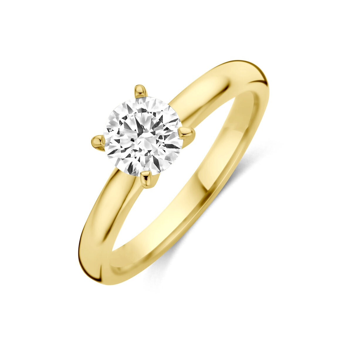 Pierścionek z 14-karatowego żółtego złota z lab-grown diamentem 0,75 ct.