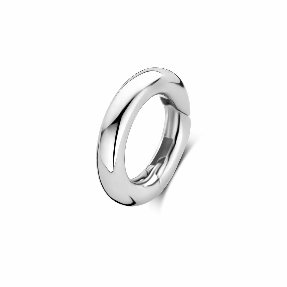 Gerhodineerde zilveren connector voor dames, 12 mm, met een gladde, ronde vorm en subtiele glans.