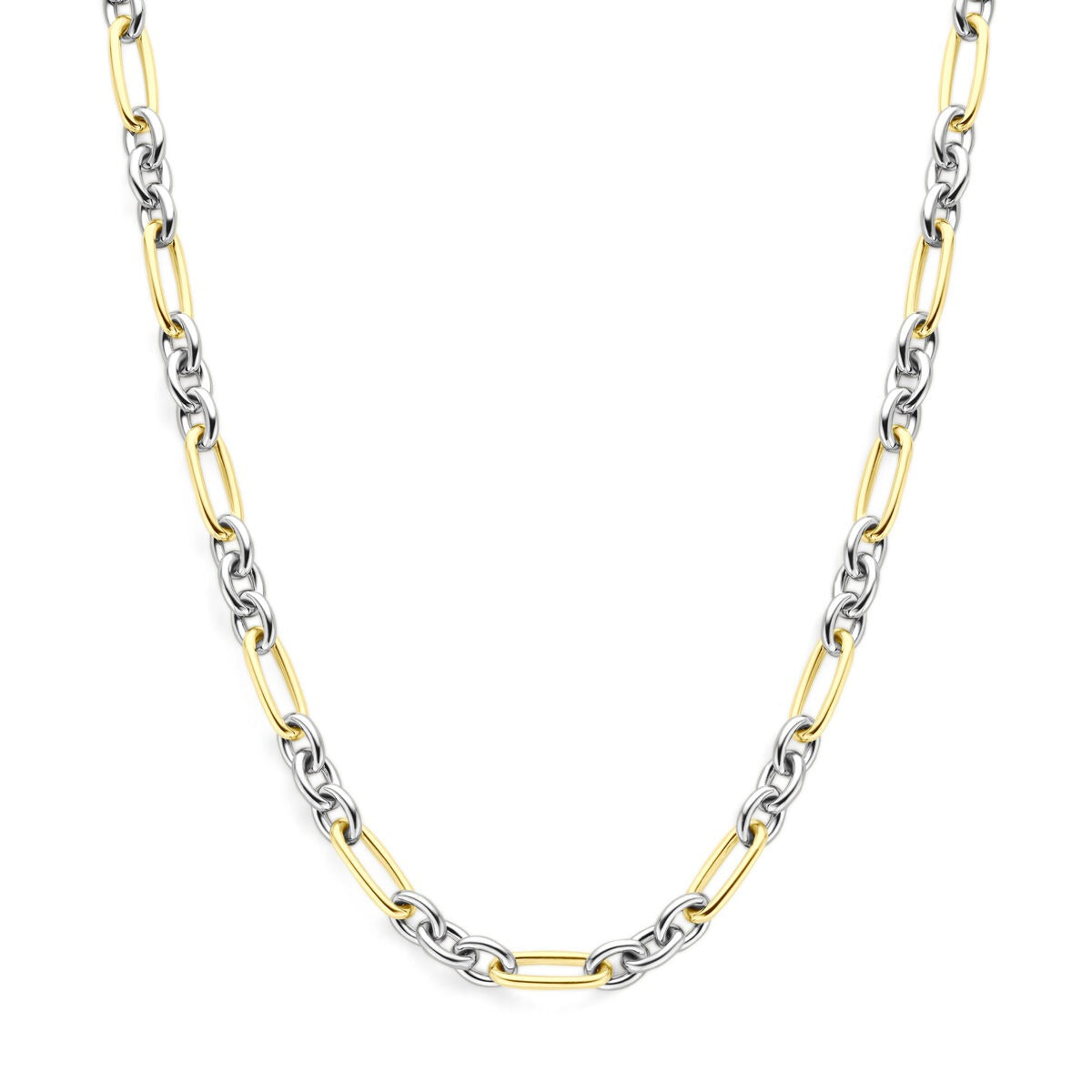 14k Geelgouden en zilveren ankercollier