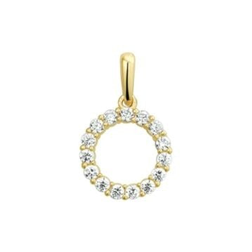 Gouden hanger 9k met zirkonia rij – Ketting met zirkonia