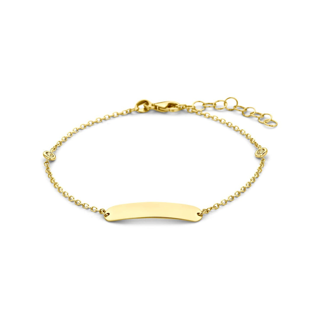 14k Geelgouden graveerarmband met lab grown diamant