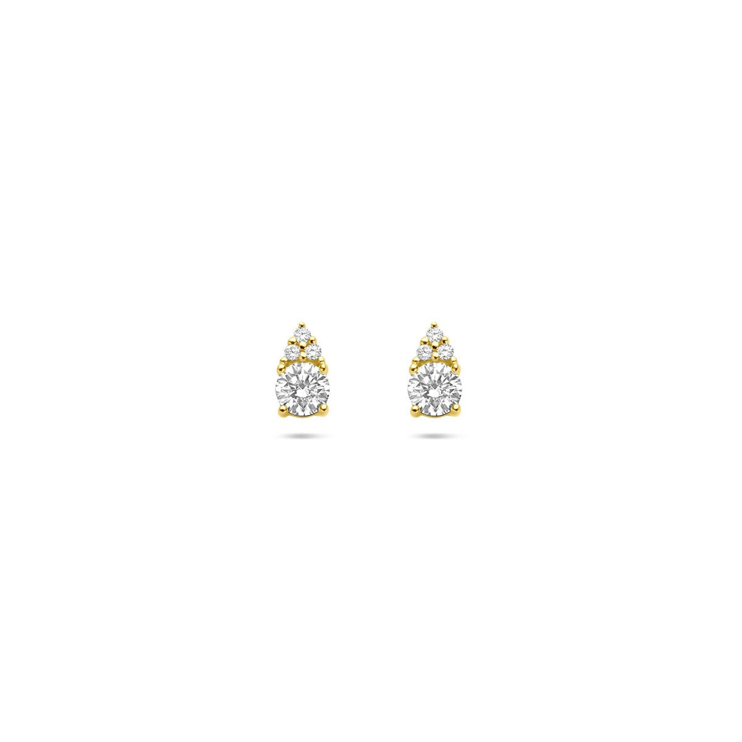 Gouden oorknoppen met diamant – 14k geelgoud, 0.28 ct briljant geslepen