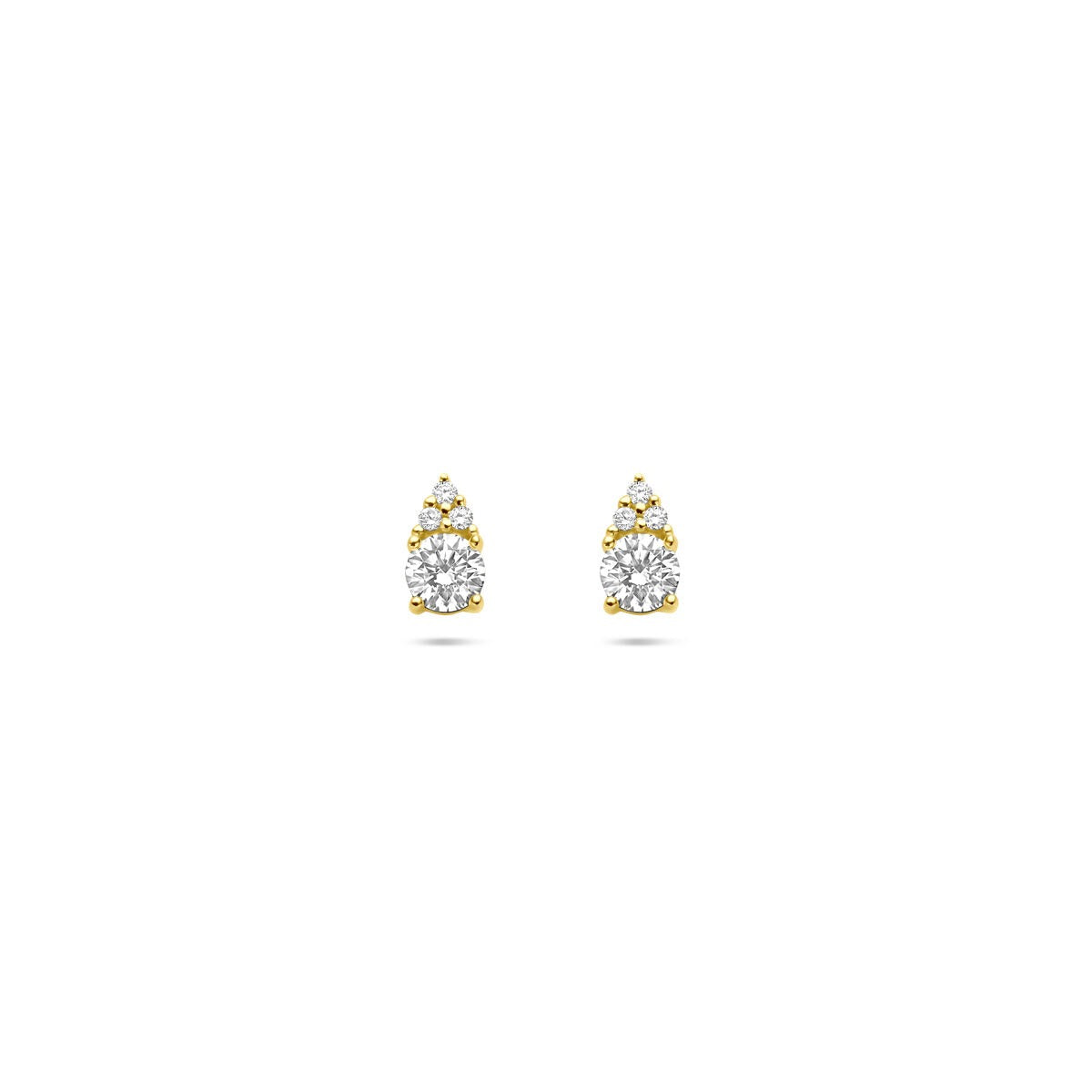 Złote kolczyki z diamentem – 14k żółte złoto, 0,28 ct szlifowane brylanty w kształcie kropli.