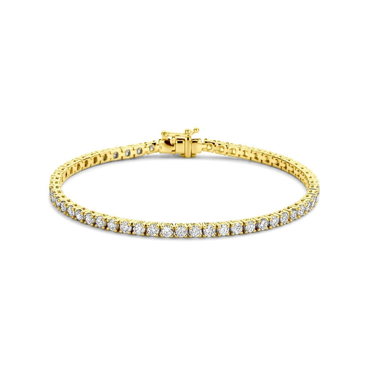 Żółta bransoleta tenisowa z 14k złota, ozdobiona 4.00ct diamentami stworzonymi w laboratorium.