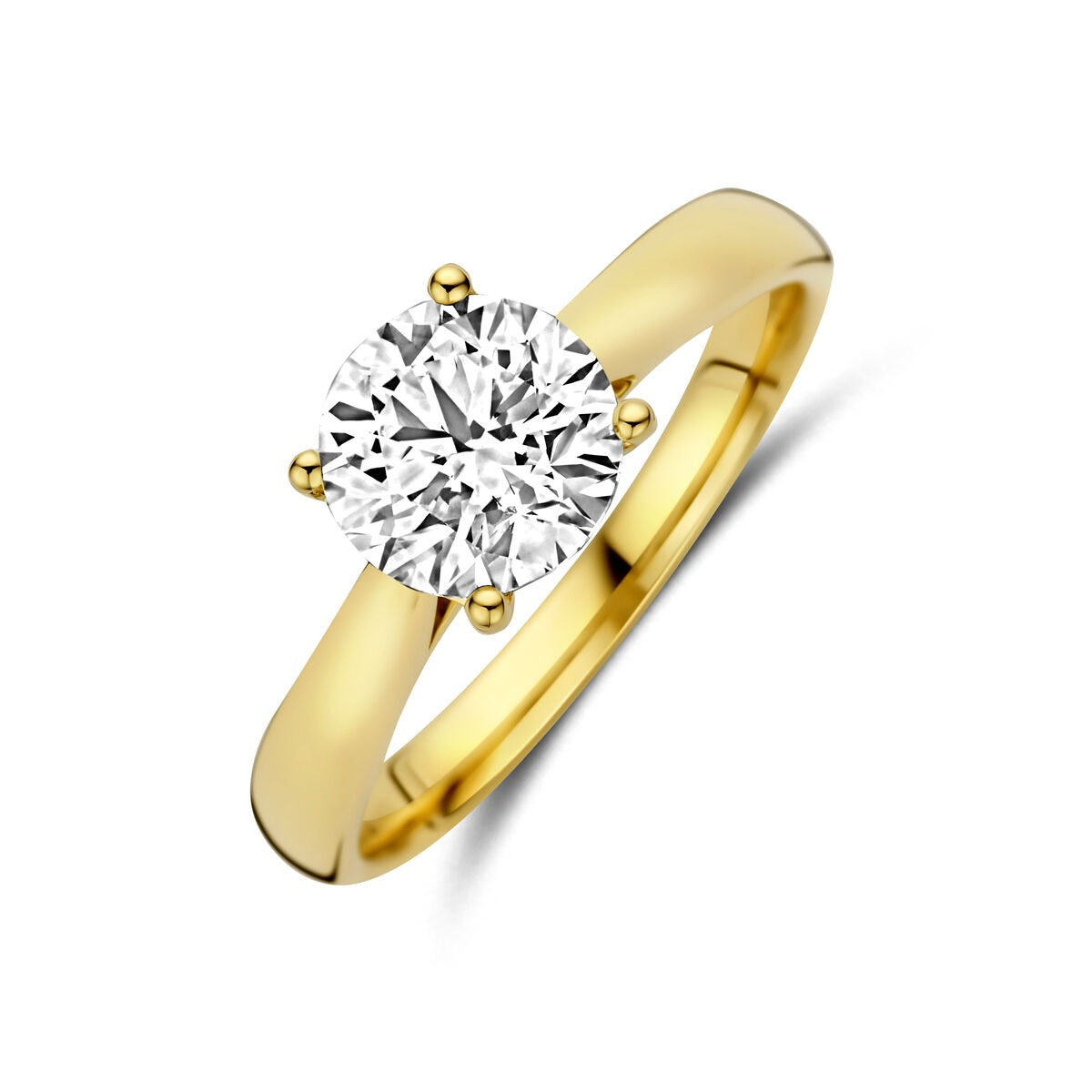 Pierścionek z 14-karatowego żółtego złota z lab-grown diamentem o masie 1,50 ct.