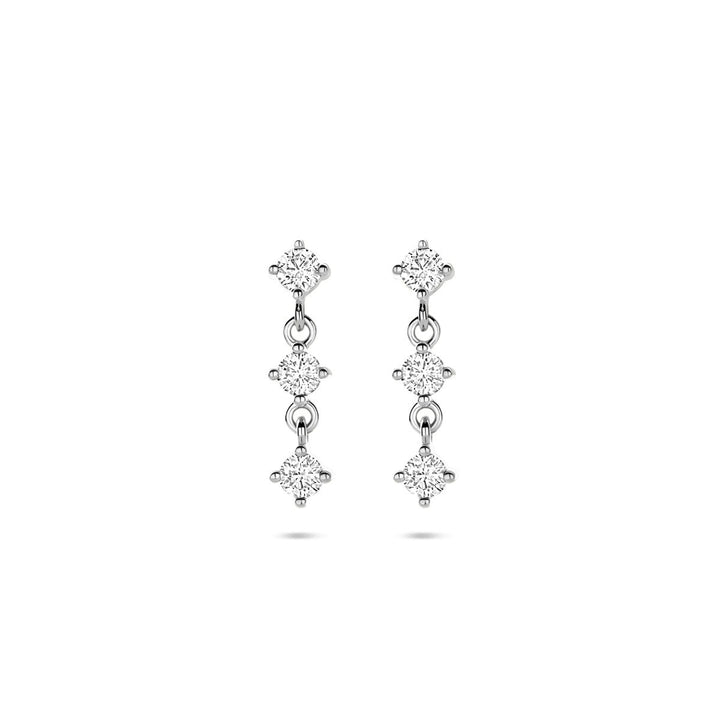 Gerhodineerd zilveren oorhangers met zirkonia – 16 mm