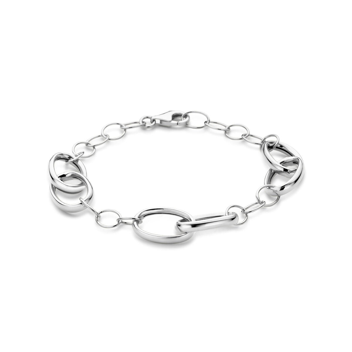 Srebrna bransoletka gerhodynowana 925 z szerokimi ogniwami kotwicznymi – 11 mm, długość 19 cm.