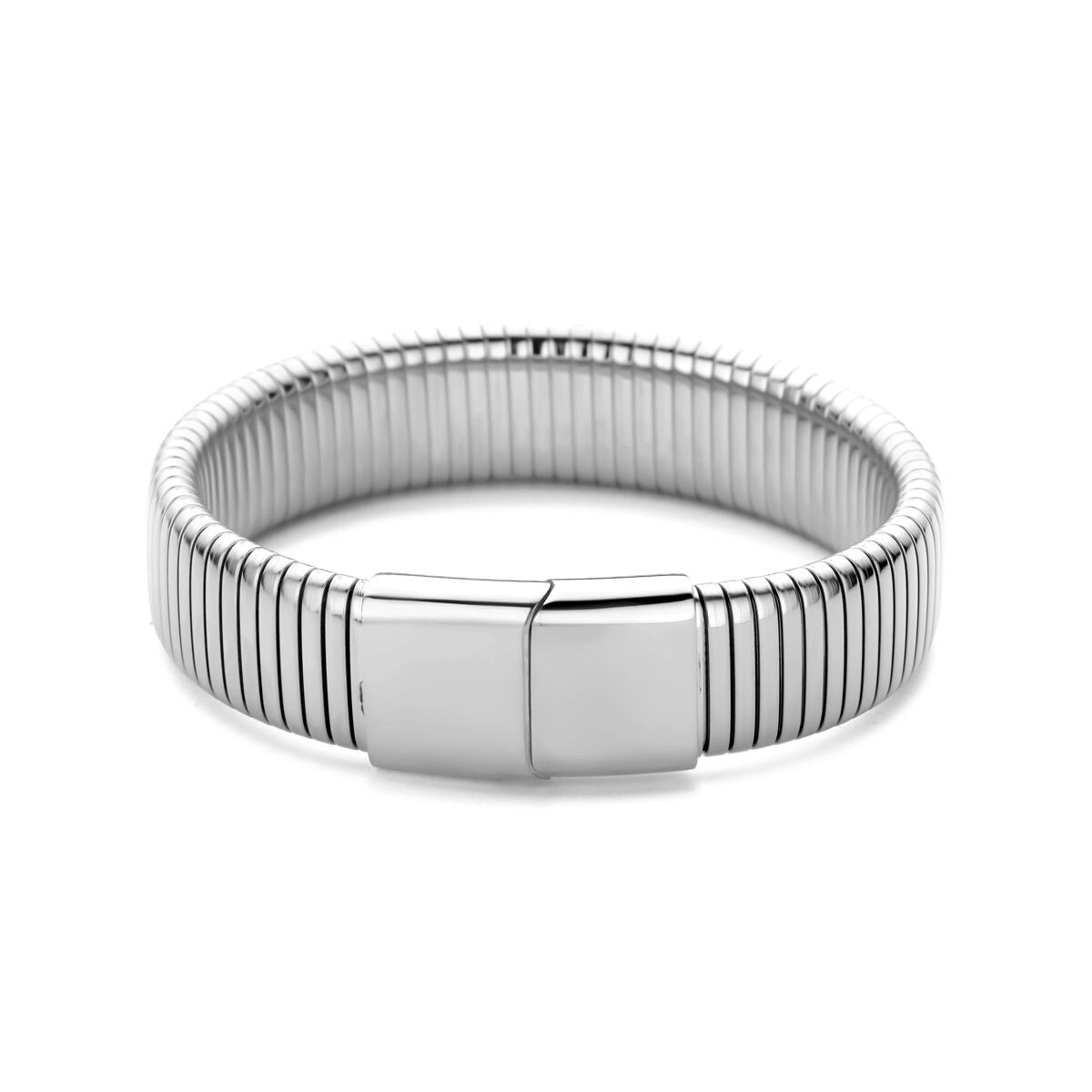 Stalowy damski bransoletka w kolorze srebrnym 15 mm 18,5 cm