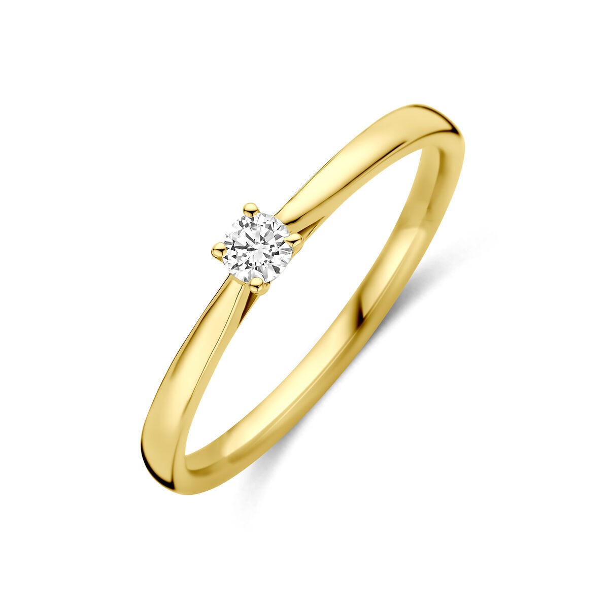 Pierścionek z 14-karatowego żółtego złota z lab-grown diamentem o masie 0,10 ct.