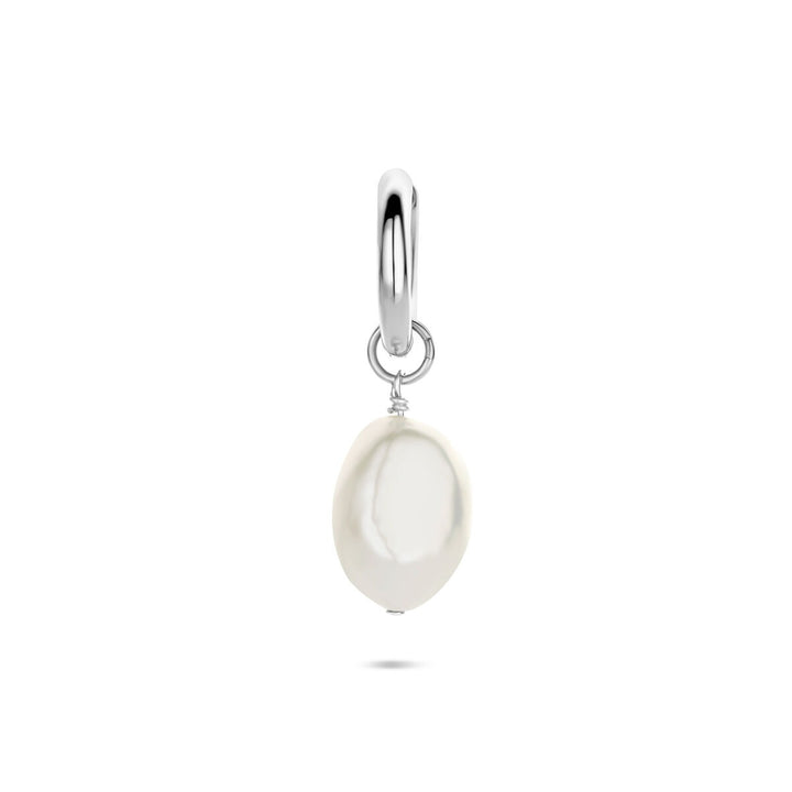 Zilveren oorring met parel – 18 mm (per stuk)